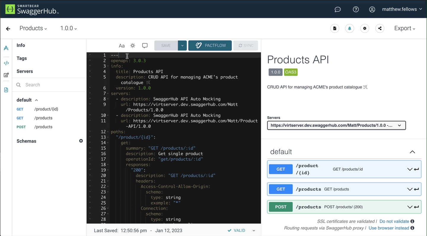 SwaggerHub interface showing integration